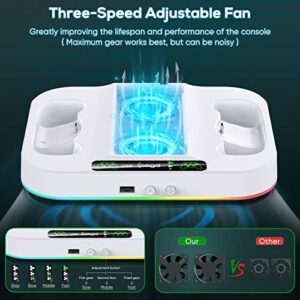 Cooling Stand for Xbox Series S with RGB Light, MENEEA Fast Charger Station with 2x1400mAH Batteries,Cooler Accessories with 3-Speed Adjustable Fan, Dual Charger Dock, 15 Light Modes, 2.0 USB Port