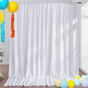 10ft x 10ft white backdrop curtain panels for parties, wrinkle resistant polyester wedding backdrop drapes for party birthday backdrop photography home decorations