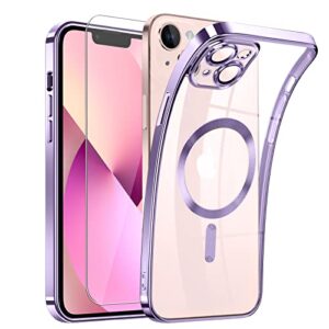 magnetic clear for iphone 13 mini case with magsafe [integrated camera cover glass] [original iphone exterior] silicone cover slim thin [non-yellowing] anti-fingerprint scratch wireless charging