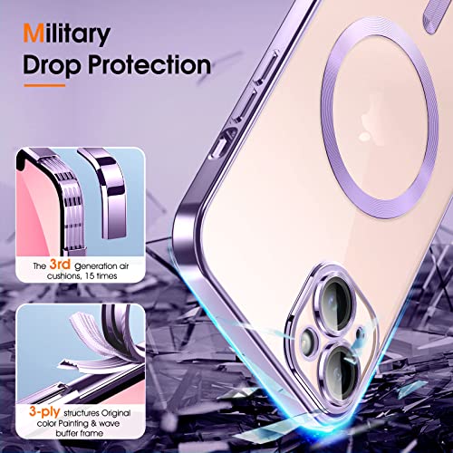 Magnetic Clear for iPhone 13 Mini Case with MagSafe [Integrated Camera Cover Glass] [Original iPhone Exterior] Silicone Cover Slim Thin [Non-Yellowing] Anti-Fingerprint Scratch Wireless Charging