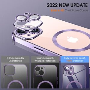 Magnetic Clear for iPhone 13 Mini Case with MagSafe [Integrated Camera Cover Glass] [Original iPhone Exterior] Silicone Cover Slim Thin [Non-Yellowing] Anti-Fingerprint Scratch Wireless Charging