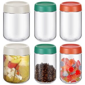 roshtia 6 pcs 16 oz glass jars with lids overnight oats container glass wide mouth mason jars 250 ml overnight oats jars canning jars airtight leak proof storage containers for snacks dressing sauce