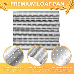 Norme 2 Pieces Nonstick Baguette Pan 4 Loaves Perforated French Bread Pan Bread Knife Bread Lame Dough Scoring Tool with 10 Blades and Leather Cover for Kitchen Bakery Baker's Tray Oven Toaster Tool