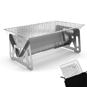 mini portable charcoal grill,small bbq grill tabletop fire pit for camping patio outdoor stainless steel camping grill folding barbecue grills backpacking grill