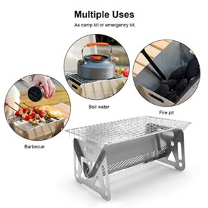 Mini Portable Charcoal Grill,Small BBQ Grill Tabletop Fire Pit for Camping Patio Outdoor Stainless Steel Camping Grill Folding Barbecue Grills Backpacking Grill