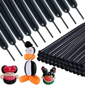 210pcs 260 black long balloons - long balloons for balloon animals, twisting balloons for balloon garland, skinny latex balloons for birthday wedding festival clowns party decorations