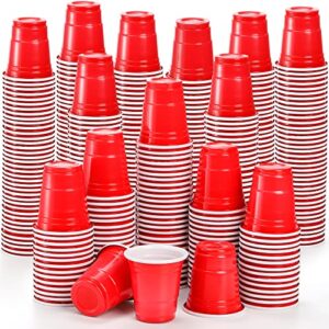 wuweot 700 pack red plastic shot glasses, 2 ounce disposable party cups, mini tasting cups jello shots glasses for serving condiments, snacks, samples and tastings