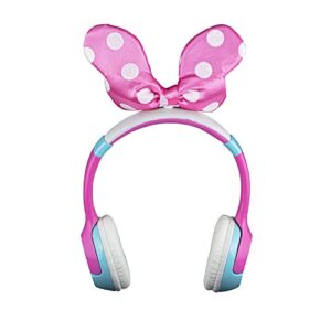 eKids Minnie Mouse Kids Bluetooth Headphones, Wireless Headphones with Microphone Includes Aux Cord, Volume Reduced Kids Foldable Headphones for School, Home, or Travel