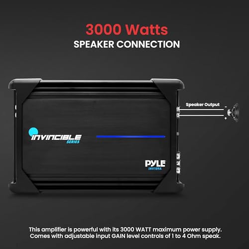 Pyle 9” Class AB Mosfet Amplifier - Invincible Series Monoblock Amp, 1 Channel 2000 Watts Max, Mosfet PWM Power Supply, High-Current Dual Discrete Drive Stages, Advanced Protection Circuitry
