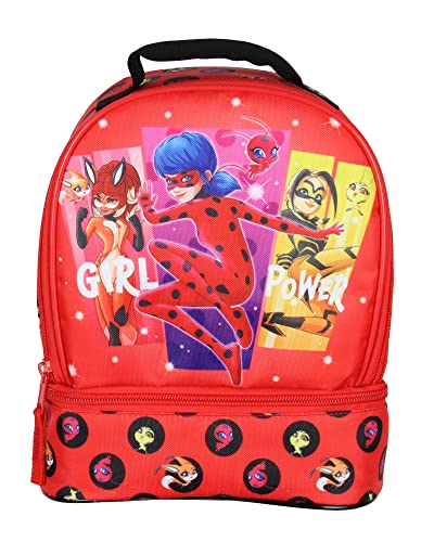 INTIMO Miraculous: Tales of Ladybug & Cat Noir Girl Power Dual Compartment Lunch Box Bag