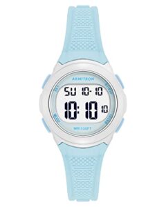 armitron sport women's digital chronograph light blue silicone strap watch, 45/7142