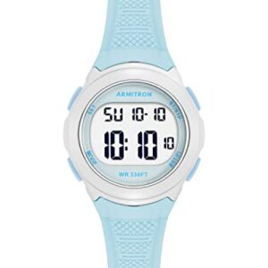 Armitron Sport Women's Digital Chronograph Light Blue Silicone Strap Watch, 45/7142