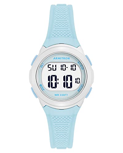 Armitron Sport Women's Digital Chronograph Light Blue Silicone Strap Watch, 45/7142