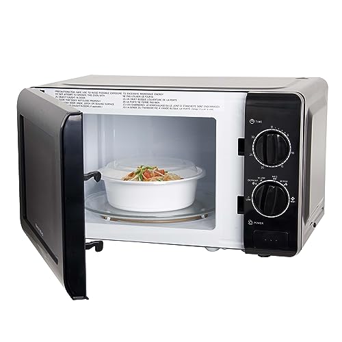 West Bend WB0700MWMVB Microwave Oven 700-Watts Compact Mechanical with 5 Power Settings, Defrost, Full Range Temperature Control and Glass Turntable, 0.7-Cu.Ft, Black