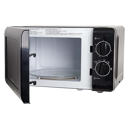 West Bend WB0700MWMVB Microwave Oven 700-Watts Compact Mechanical with 5 Power Settings, Defrost, Full Range Temperature Control and Glass Turntable, 0.7-Cu.Ft, Black