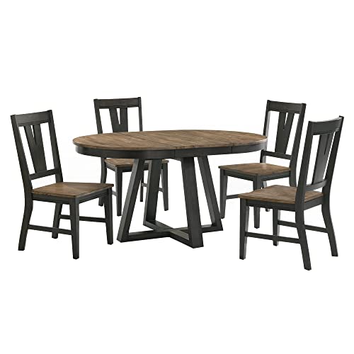 Intercon Harper Round Dining Table with Trestle-Styled Base, Brushed Brown & Pecan Furniture