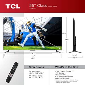 TCL 55-Inch Q6 QLED 4K Smart TV with Google (55Q650G, 2023 Model) Dolby Vision, Atmos, HDR Pro+, Game Accelerator Enhanced Gaming, Voice Remote, Works Alexa, Streaming UHD Television