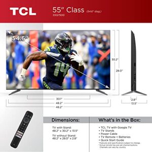 TCL 55-Inch Q7 QLED 4K Smart TV with Google TV (55Q750G, 2023 Model) Dolby Vision, Dolby Atmos, HDR Ultra, 120Hz, Game Accelerator up to 240Hz, Voice Remote, Works with Alexa, Streaming UHD Television