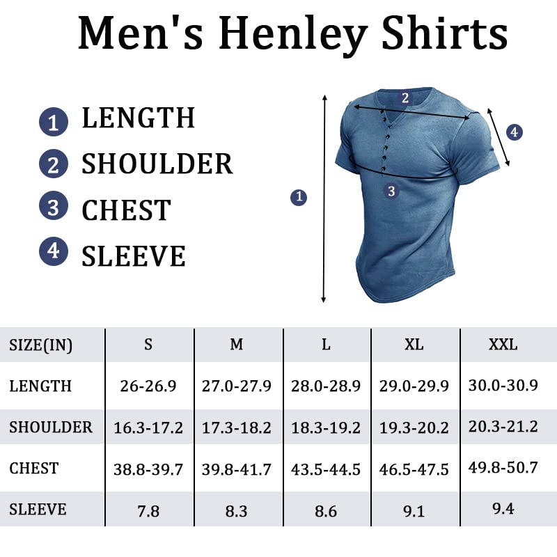 CLOFFUTY Men’s Cotton Henley Shirts, V-Neck Shorts Sleeve Shirts Muscle T-Shirts for Men Slim Fit for Casual, Workout, Gym Navy Blue