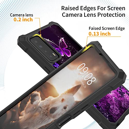 SDDFRHGH for TCL Stylus 5G 2022 Phone Case with Screen Protector (Tempered Glass),Slim TPU Rugged Corners Bumper Cover Case for TCL Stylus 5G 2022 6.81" (T779WW)-Purple Butterflies Flower