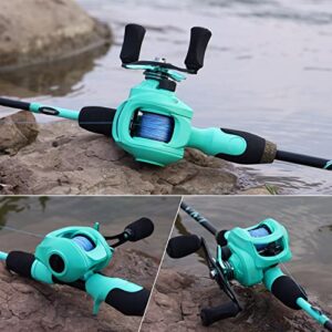 Sougayilang Baitcasting Fishing Reel with 9 + 1 Anti-Reverse Ball Bearings, 8.1:1 High-Speed Gear Ratio Casting Reel-Turquoisee-Right