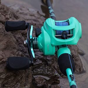 Sougayilang Baitcasting Fishing Reel with 9 + 1 Anti-Reverse Ball Bearings, 8.1:1 High-Speed Gear Ratio Casting Reel-Turquoisee-Right