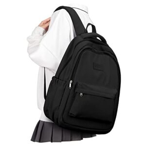 lightweight school backpack for women men, black laptop travel casual daypack college secondary school bags bookbag for teenage girls boys