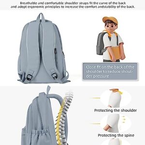 Lightweight School Backpack for Women Men, Laptop Travel Casual Daypack College Secondary School Bags Bookbag for Teenage Girls Boys, Blue