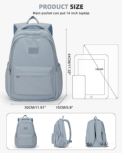 Lightweight School Backpack for Women Men, Laptop Travel Casual Daypack College Secondary School Bags Bookbag for Teenage Girls Boys, Blue