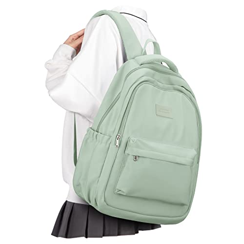 BOXSAM Lightweight School Backpack for Women Men, Laptop Travel Casual Daypack College Secondary School Bags Bookbag for Teenage Girls Boys, Green