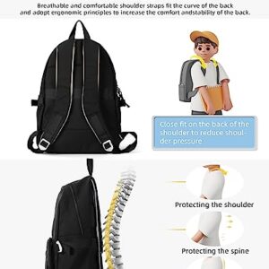 Lightweight School Backpack for Women Men, Laptop Travel Casual Daypack College Secondary School Bags Bookbag for Teenage Girls Boys, Black