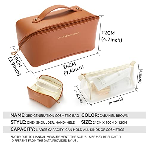 Dr.Cheese Makeup Bag Large Capacity,Waterproof Travel Cosmetic Bag for Women,Portable Travel Makeup Bag,Large Toiletry Bag for Women,Skincare Bag,Makeup Storage Bag,Makeup Brush Bag