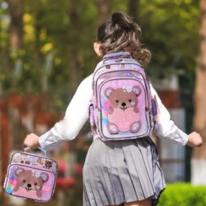 Lunch Box Kids Lunch Box for Boys and Girls Kids Cute Bear Lunch Bag With Water Bottle Holder Girls Lunch Box Insulated Lunch Bag Bento Lunch Box For Kids