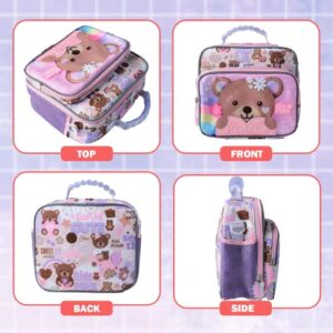 Lunch Box Kids Lunch Box for Boys and Girls Kids Cute Bear Lunch Bag With Water Bottle Holder Girls Lunch Box Insulated Lunch Bag Bento Lunch Box For Kids