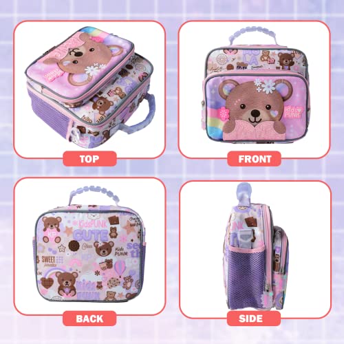 Lunch Box Kids Lunch Box for Boys and Girls Kids Cute Bear Lunch Bag With Water Bottle Holder Girls Lunch Box Insulated Lunch Bag Bento Lunch Box For Kids