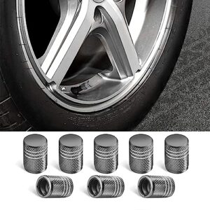 ziciner 8 pcs tire valve stem cap cover, dustproof valve cover with rubber ring, corrosion resistant leak-proof aluminum alloy wheel valve covers for car, truck, motorcycle, bike (pure grey)
