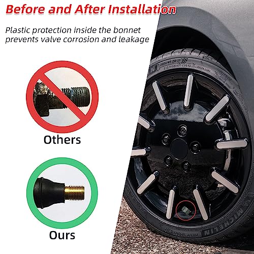 Ziciner 8 PCS Tire Valve Stem Cap Cover, Dustproof Valve Cover with Rubber Ring, Corrosion Resistant Leak-Proof Aluminum Alloy Wheel Valve Covers for Car, Truck, Motorcycle, Bike (Pure Grey)