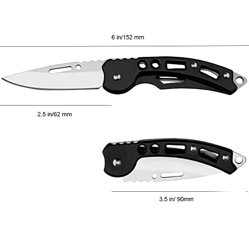 WWZJ 2 Pack Pocket Folding Knife (Black) with Deep Carry Pocket Clip for Camping Hiking Hunting, Outdoor Survival Pocket Knife