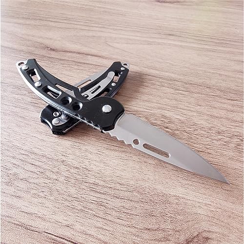 WWZJ 2 Pack Pocket Folding Knife (Black) with Deep Carry Pocket Clip for Camping Hiking Hunting, Outdoor Survival Pocket Knife