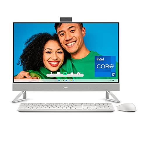 Dell Inspiron 27 7720 All-in-One - 27-inch FHD Display, Intel Core i7-1355U, 16GB DDR4 RAM, NVIDIA GeForce MX550 GDDR6 Graphics, Windows 11 Home, Services Included - White