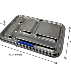 Flatbush Goods Leak Resistant Stainless Steel Bento Lunchbox with Silicone Seal, 2 Leak Proof Containers and 5 Compartments - Durable and Sustainable for Adults and Kids 5 and Older (Blue)