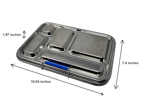 Flatbush Goods Leak Resistant Stainless Steel Bento Lunchbox with Silicone Seal, 2 Leak Proof Containers and 5 Compartments - Durable and Sustainable for Adults and Kids 5 and Older (Blue)