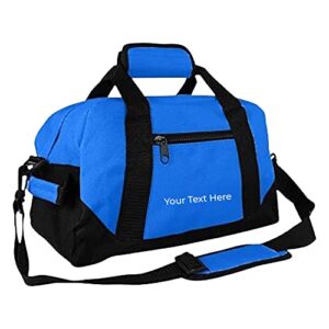 personalized passion - small duffle bag for boys and girls | perfect sized 14” two toned travel duffle bag | personalized name sports gym bag for storage