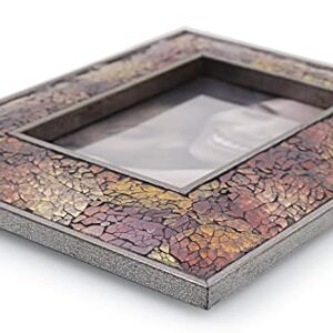 LushAccents Photo Picture Frame - 4" x 6", Mosaic Glass Premium Frame for Wall and TableTop Display