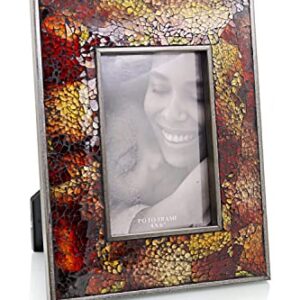 LushAccents Photo Picture Frame - 4" x 6", Mosaic Glass Premium Frame for Wall and TableTop Display