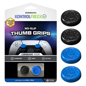 kontrolfreek no-slip thumb grips for playstation 5 (ps5) and playstation 4 (ps4) controller | 4 pack | blue and black