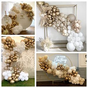 EROOCAI White Sand Gold Balloons Garland Arch Kit-DIY 158pcs Sand White Metallic Chrome Gold Balloons for Baby Shower Bridal Shower Christening Engagement Birthday Party Dcorations