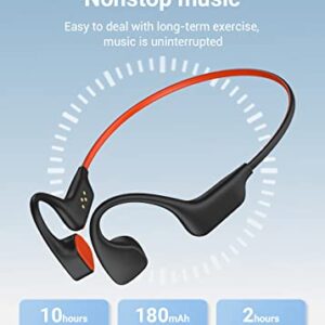 OCTANDRA Go Bone Conduction Headphones Open Ear IPX8 Waterproof Swimming Sports Earbuds Built-in 32GB Memory MP3 Player Bluetooth 5.3 Gaming Earphones Wireless Headset with Mic (S6 Pro) (Black & Red)