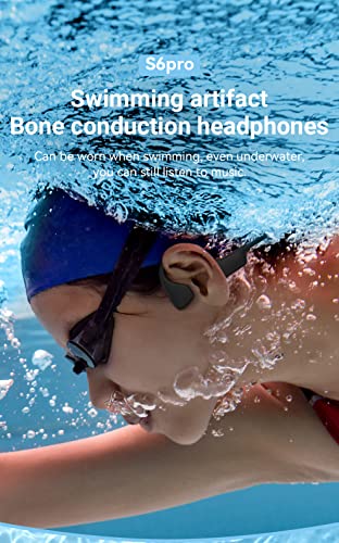 OCTANDRA Go Bone Conduction Headphones Open Ear IPX8 Waterproof Swimming Sports Earbuds Built-in 32GB Memory MP3 Player Bluetooth 5.3 Gaming Earphones Wireless Headset with Mic (S6 Pro) (Black & Red)