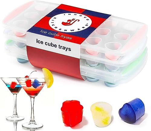 4Pcs Set Ice Cube Tray - Star & Heart Shapes, Round Mold, Cute Design - Ice Cube Maker & Trays for Whiskey, Iced Tea, Cocktails & Perfectly Chilled Drinks BPA Free, Dishwasher Safe